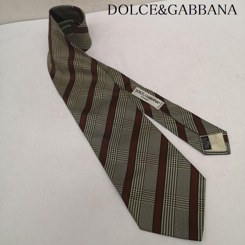 ドルチェアンドガッバーナ DOLCE&GABBANA ネクタイ ネクタイ ストライプ シルク ネクタイ イタリア製 ガールプリント - 茶 / ブラウン / brown メンズ USED 古着 中古 50144046