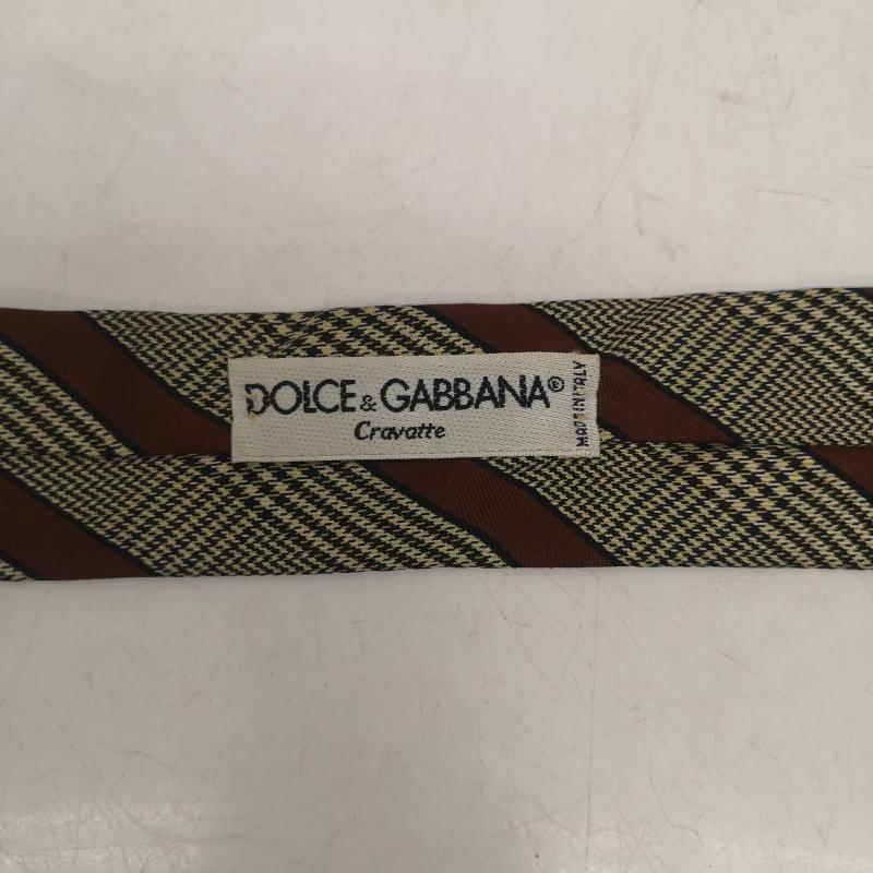 ドルチェアンドガッバーナ DOLCE&GABBANA ネクタイ ネクタイ ストライプ シルク ネクタイ イタリア製 ガールプリント - 茶 / ブラウン / brown メンズ USED 古着 中古 50144046