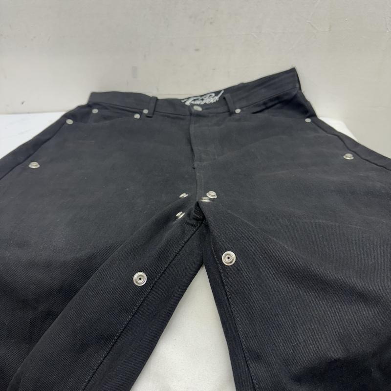古着 USED パンツ デニム、ジーンズ NO MASS PROD スナップ デザイン ブラック デニム ワイド パンツ XL 黒 / ブラック / black メンズ USED 古着 中古 50144079