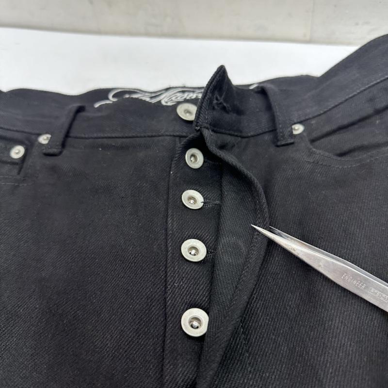 古着 USED パンツ デニム、ジーンズ NO MASS PROD スナップ デザイン ブラック デニム ワイド パンツ XL 黒 / ブラック / black メンズ USED 古着 中古 50144079