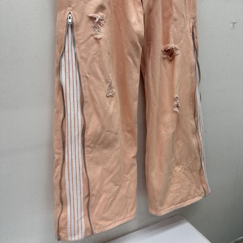 古着 USED パンツ デニム、ジーンズ cozy worldwide サイド ジップ ライン ダメージ デニム ワイド パンツ M 桃 / ピンク / pink メンズ USED 古着 中古 50144112