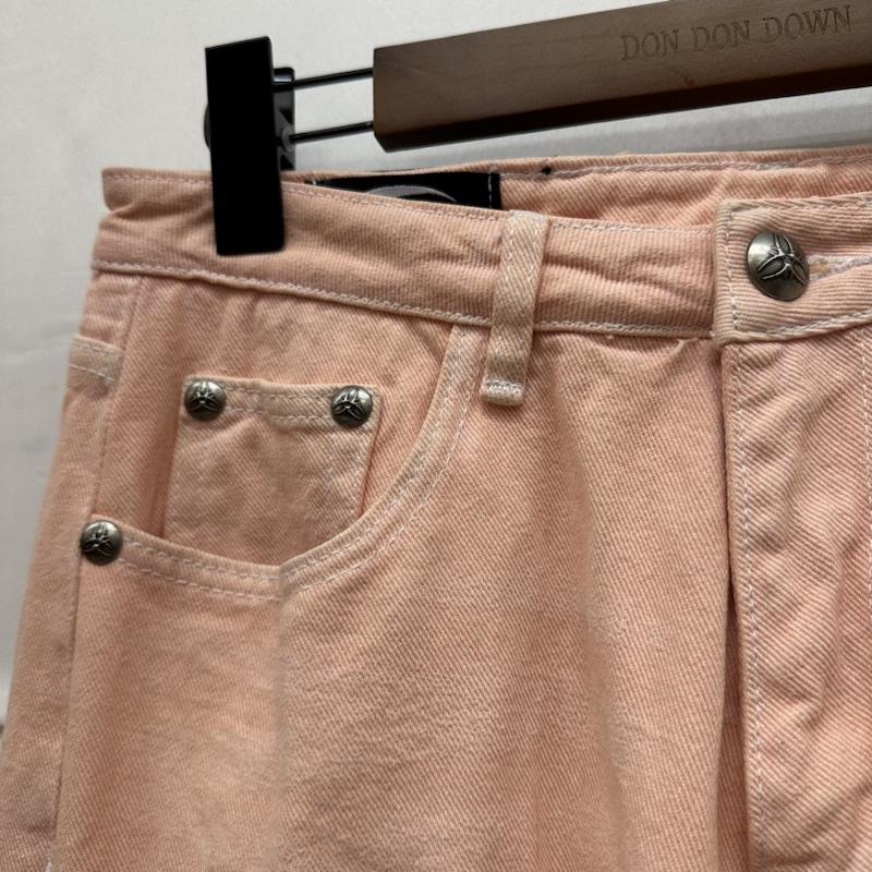 古着 USED パンツ デニム、ジーンズ cozy worldwide サイド ジップ ライン ダメージ デニム ワイド パンツ M 桃 / ピンク / pink メンズ USED 古着 中古 50144112