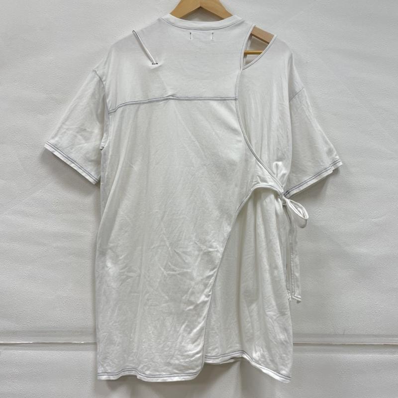 メゾンスペシャル MAISON SPECIAL Tシャツ 半袖 カッティング オーバーサイズ Tシャツ リボン カットソー FREE 無地 白 / ホワイト / white X 黒 / ブラック / black レディース USED 古着 中古 50144149