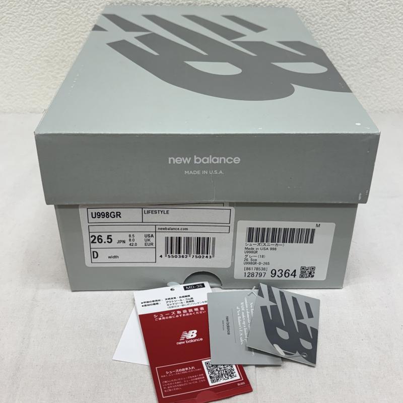 ニューバランス New Balance スニーカー スニーカー U998GR 30周年記念 MADE IN USA Dワイズ ABZORB ローカット スニーカー 26.5cm 灰 / グレー / gray メンズ USED 古着 中古 50144208