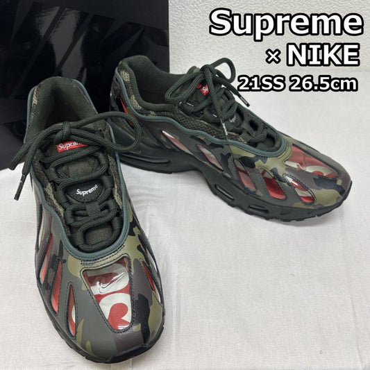 ナイキ NIKE スニーカー スニーカー SUPREME シュプリーム AIR MAX 96 エアマックス 21ss CV7652-300 26.5cm カモフラージュ柄・迷彩 X ロゴ、文字 メンズ USED 古着 中古 50144221