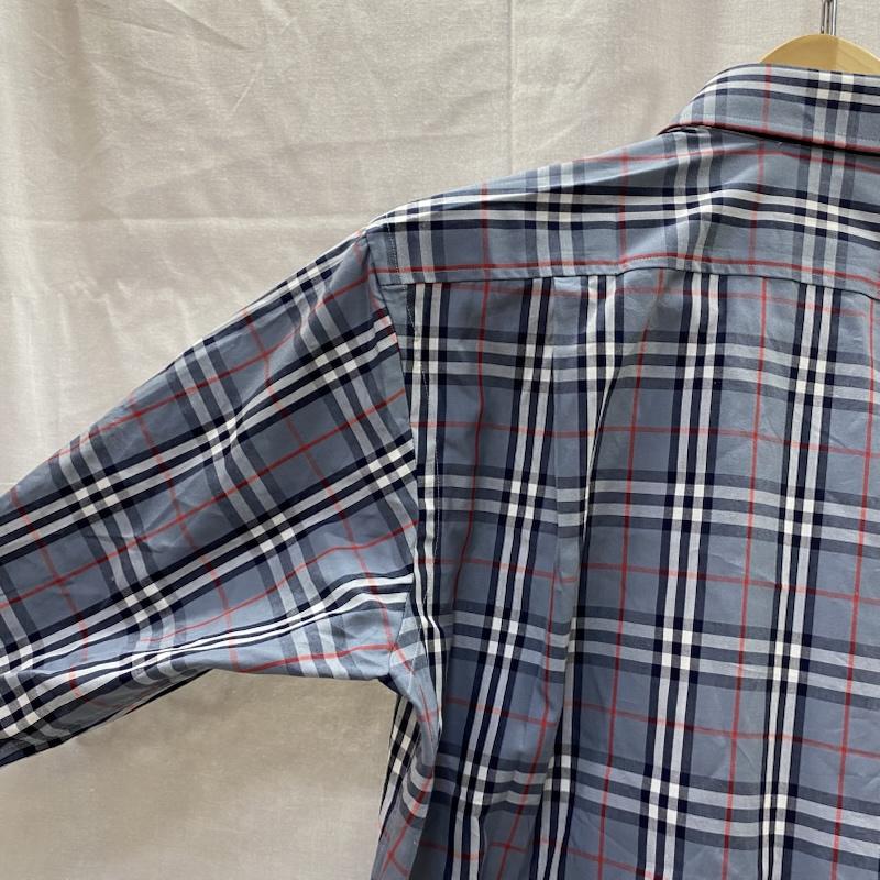 バーバリーロンドン Burberry London シャツ、ブラウス 長袖 ノバチェック 長袖シャツ 刺繍ロゴ blue CHOYA株式会社製 - チェック 青 / ブルー / blue メンズ USED 古着 中古 50144259