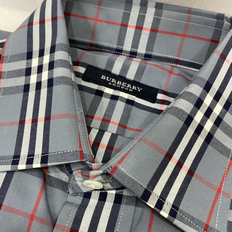 バーバリーロンドン Burberry London シャツ、ブラウス 長袖 ノバチェック 長袖シャツ 刺繍ロゴ blue CHOYA株式会社製 - チェック 青 / ブルー / blue メンズ USED 古着 中古 50144259