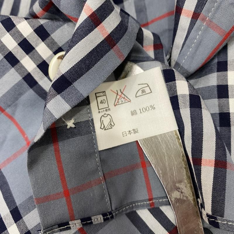 バーバリーロンドン Burberry London シャツ、ブラウス 長袖 ノバチェック 長袖シャツ 刺繍ロゴ blue CHOYA株式会社製 - チェック 青 / ブルー / blue メンズ USED 古着 中古 50144259