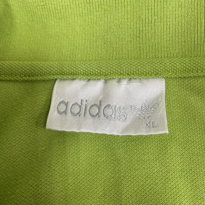 アディダス adidas ポロシャツ 半袖 80s old adidas 半袖 ポロシャツトレフォイル 刺繍 ロゴ ライムグリーン XL ロゴ、文字 X 刺繍 黄緑 / イエローグリーン / メンズ USED 古着 中古 50144287