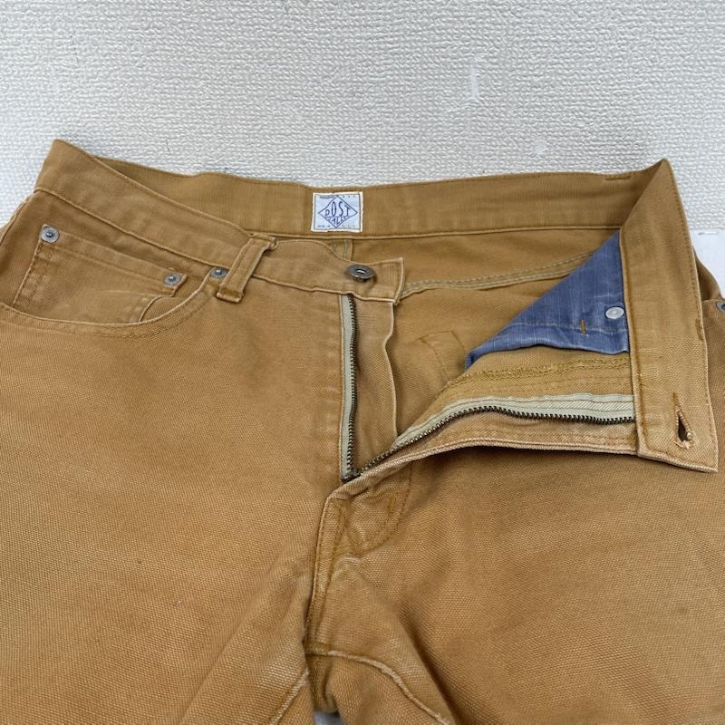 ポストオーバーオールズ POST OVERALLS パンツ ワークパンツ、ペインターパンツ ワーク ロング パンツ ダック地 ロゴ 刺繍 TARONジップ USA製 S ロゴ、文字 X 刺繍 茶 / ブラウン / brown メンズ USED 古着 中古 50144307