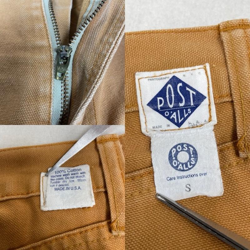 ポストオーバーオールズ POST OVERALLS パンツ ワークパンツ、ペインターパンツ ワーク ロング パンツ ダック地 ロゴ 刺繍 TARONジップ USA製 S ロゴ、文字 X 刺繍 茶 / ブラウン / brown メンズ USED 古着 中古 50144307