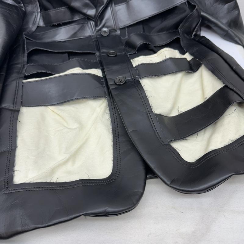 ブラックコムデギャルソン BLACK COMME des GARCONS ジャケット、上着 ジャケット、ブレザー 18SS 前身くり抜き デザイン フェイク レザー テーラード ジャケット 1A-J011 M 黒 / ブラック / black メンズ USED 古着 中古 50144311