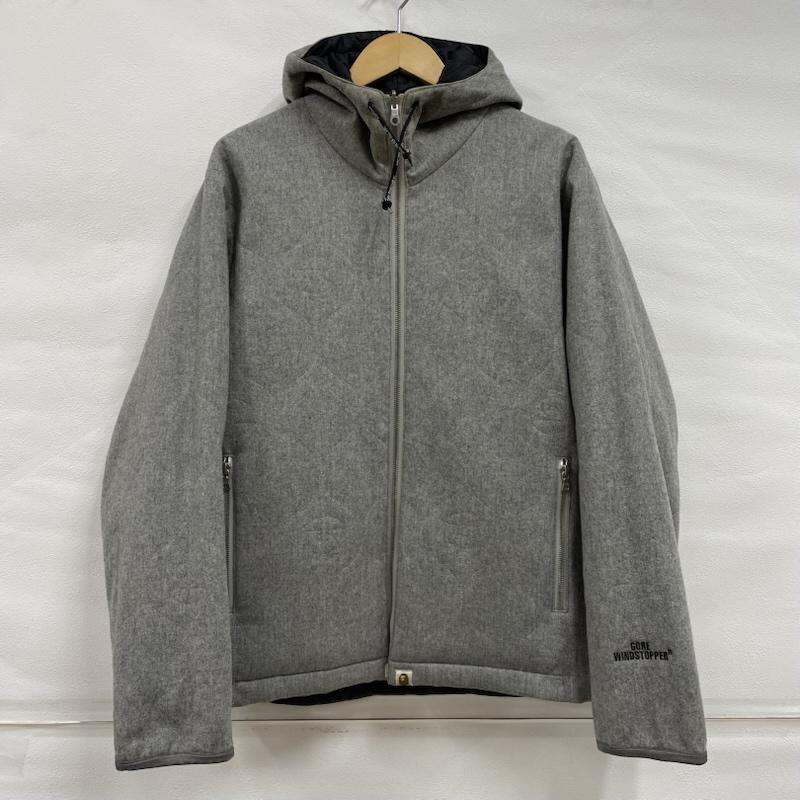 アベイシングエイプ A BATHING APE ジャケット、上着 ジャンパー、ブルゾン リバーシブル キルティング フーディー ジャケット ナイロン GORE WINDSTOPPER M 無地 灰 / グレー / gray X 黒 / ブラック / black メンズ USED 古着 中古 50144354