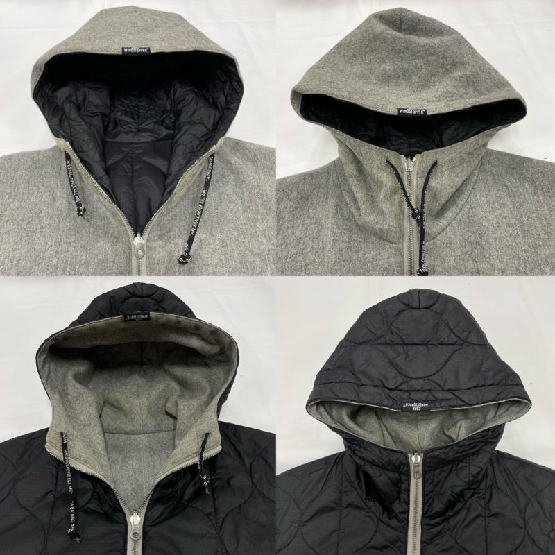 アベイシングエイプ A BATHING APE ジャケット、上着 ジャンパー、ブルゾン リバーシブル キルティング フーディー ジャケット ナイロン GORE WINDSTOPPER M 無地 灰 / グレー / gray X 黒 / ブラック / black メンズ USED 古着 中古 50144354