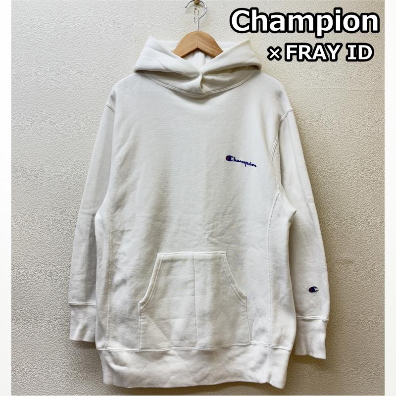 チャンピオン Champion パーカー 長袖 FRAY ID フレイアイディー CWSN122 リバースウィーブ プルオーバー フーディ スウェット パーカー 白 ホワイト M 白 / ホワイト / white レディース USED 古着 中古 50144357