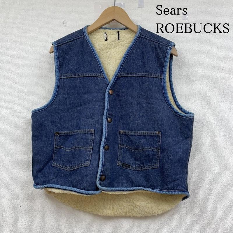 シアーズ SEARS ベスト ベスト 70s-80s USA Sears ROEBUCKS ヴィンテージ デニム ボア ベスト スナップボタン ロゴ 刻印入り L 無地 インディゴ / インディゴ / Indigo メンズ USED 古着 中古 50144362