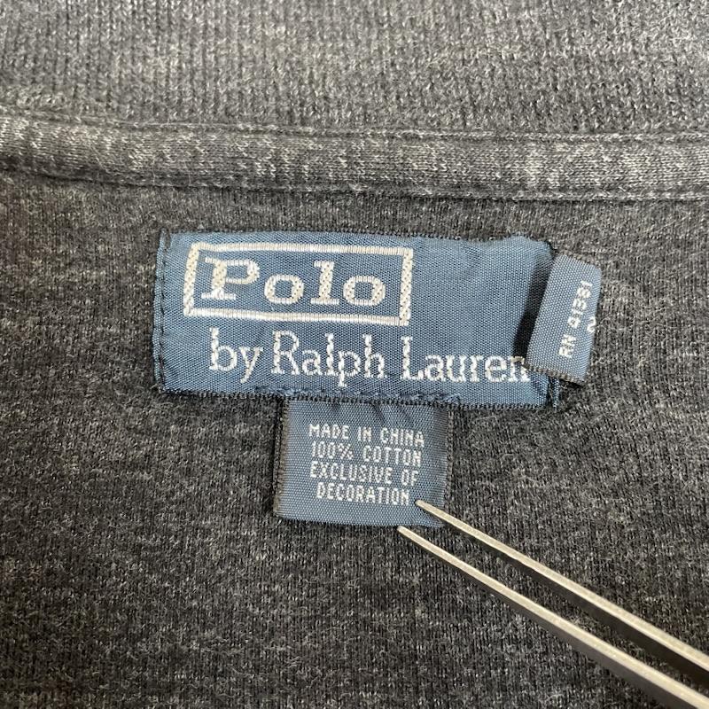 ポロバイラルフローレン Polo by RALPH LAUREN トレーナー 長袖 ハーフジップ 裾リブなし ハイゲージ コットン ニット セーター サイズXLT XL ロゴ、文字 X ワンポイント X 刺繍 チャコールグレー / チャコールグレー / メンズ USED 古着 中古 50144363