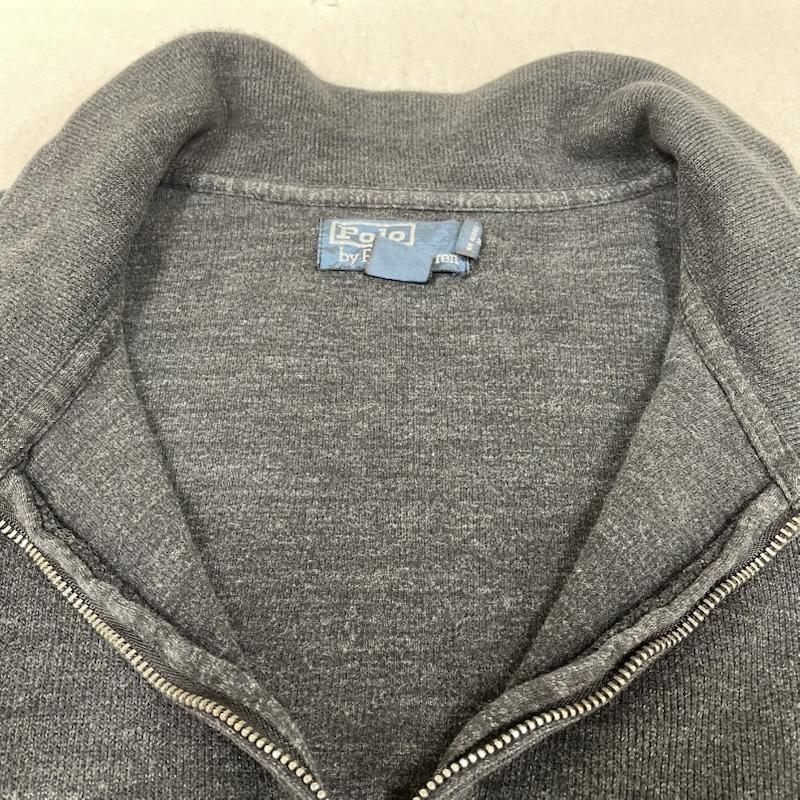 ポロバイラルフローレン Polo by RALPH LAUREN トレーナー 長袖 ハーフジップ 裾リブなし ハイゲージ コットン ニット セーター サイズXLT XL ロゴ、文字 X ワンポイント X 刺繍 チャコールグレー / チャコールグレー / メンズ USED 古着 中古 50144363