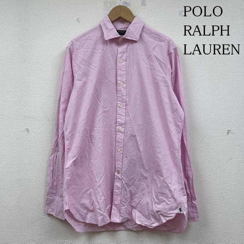 ポロラルフローレン POLO RALPH LAUREN シャツ、ブラウス 長袖 長袖 シャツ ブラウス チェック柄 裾ポニー ロゴ 刺繍 ワンポイント サイズ15 1/2 39 - チェック X ロゴ、文字 X ワンポイント X 刺繍 白 / ホワイト / white X 桃 / ピンク / pink メンズ USED 古着 中古 50144380