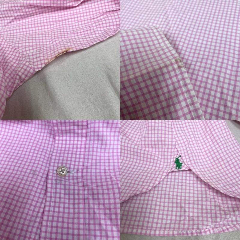 ポロラルフローレン POLO RALPH LAUREN シャツ、ブラウス 長袖 長袖 シャツ ブラウス チェック柄 裾ポニー ロゴ 刺繍 ワンポイント サイズ15 1/2 39 - チェック X ロゴ、文字 X ワンポイント X 刺繍 白 / ホワイト / white X 桃 / ピンク / pink メンズ USED 古着 中古 50144380