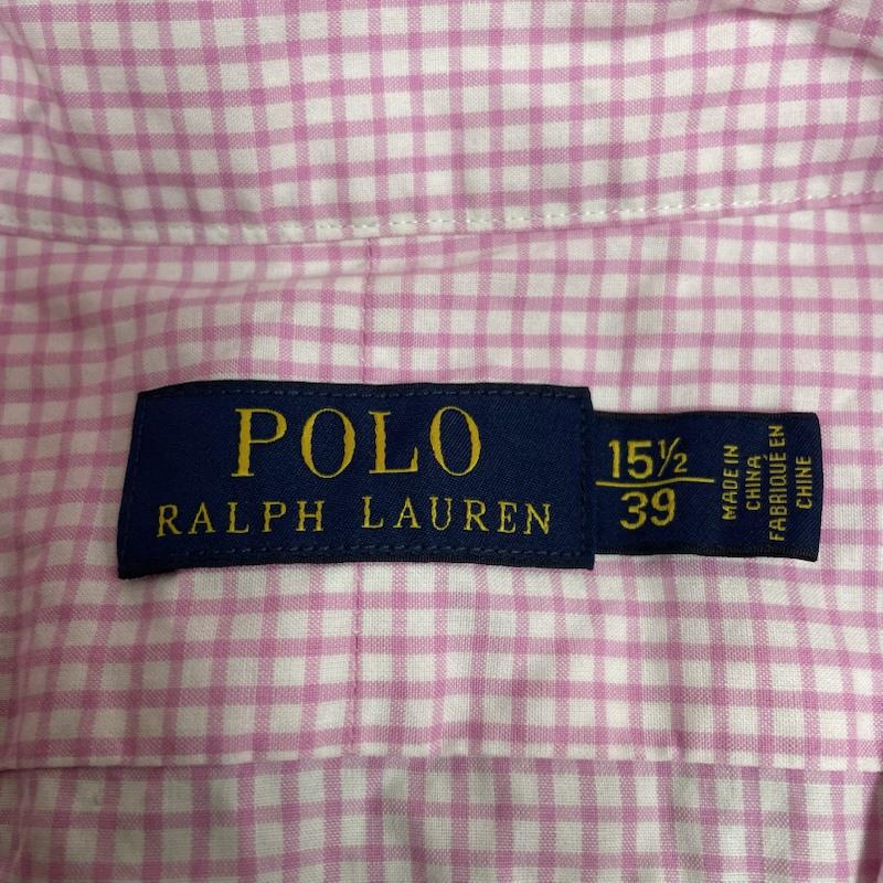 ポロラルフローレン POLO RALPH LAUREN シャツ、ブラウス 長袖 長袖 シャツ ブラウス チェック柄 裾ポニー ロゴ 刺繍 ワンポイント サイズ15 1/2 39 - チェック X ロゴ、文字 X ワンポイント X 刺繍 白 / ホワイト / white X 桃 / ピンク / pink メンズ USED 古着 中古 50144380
