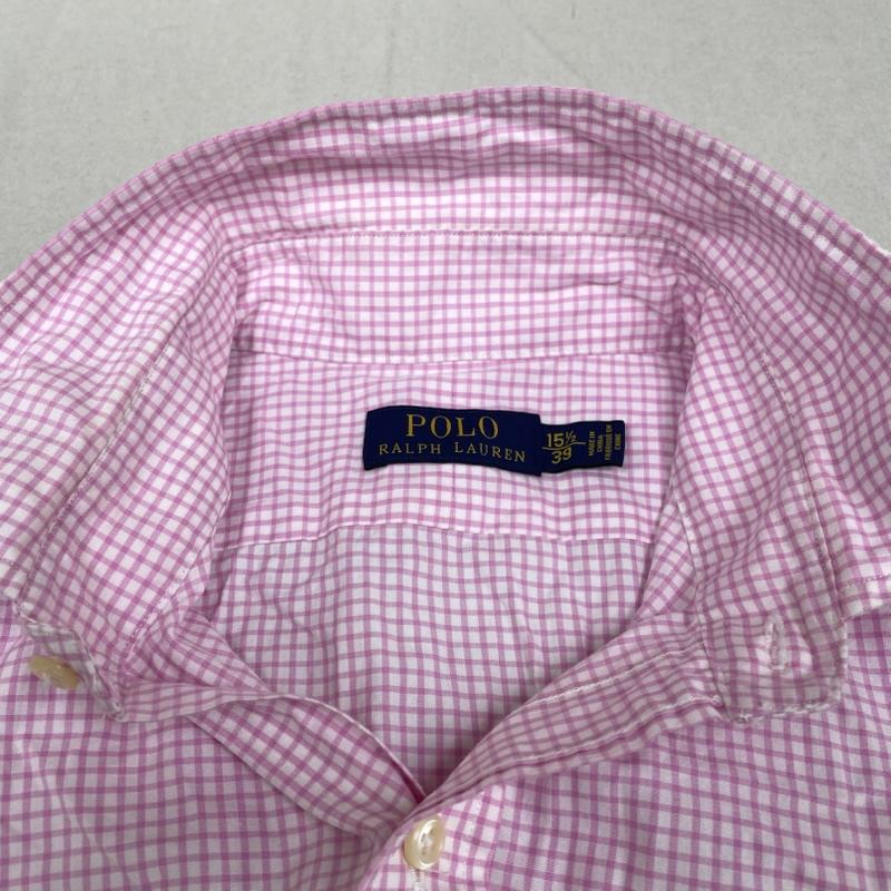 ポロラルフローレン POLO RALPH LAUREN シャツ、ブラウス 長袖 長袖 シャツ ブラウス チェック柄 裾ポニー ロゴ 刺繍 ワンポイント サイズ15 1/2 39 - チェック X ロゴ、文字 X ワンポイント X 刺繍 白 / ホワイト / white X 桃 / ピンク / pink メンズ USED 古着 中古 50144380