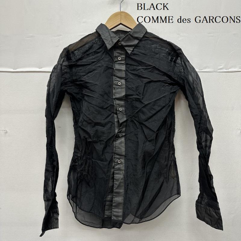 ブラックコムデギャルソン BLACK COMME des GARCONS シャツ、ブラウス 長袖 20AW シワ 加工 シアー シャツ 1F-B022 M 黒 / ブラック / black メンズ USED 古着 中古 50144381