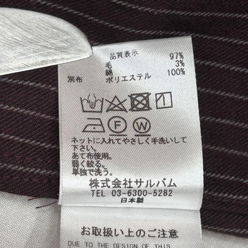 サルバム sulvam シャツ、ブラウス 長袖 ストライプレースベストシャツ ドロップショルダー バンドカラー 長袖 ドッキング MU-B08-110 M ストライプ 茶 / ブラウン / brown X 黒 / ブラック / black メンズ USED 古着 中古 50144383