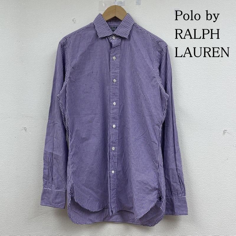 ポロバイラルフローレン Polo by RALPH LAUREN シャツ、ブラウス 長袖 長袖 シャツ ブラウス Shirt ロングスリーブ ギンガムチェック 裾ポニーロゴ 刺繍 ワンポイント サイズ14 1/2 37 - チェック X ロゴ、文字 X ワンポイント X 刺繍 白 / ホワイト / white X 紫 / パープル / purple メンズ USED 古着 中古 50144389