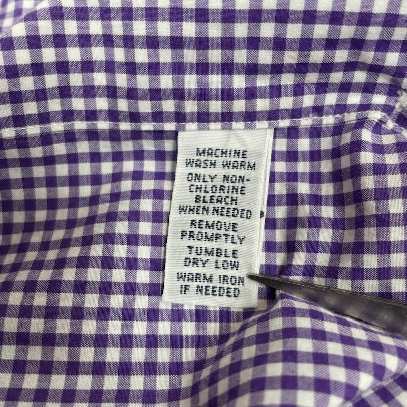 ポロバイラルフローレン Polo by RALPH LAUREN シャツ、ブラウス 長袖 長袖 シャツ ブラウス Shirt ロングスリーブ ギンガムチェック 裾ポニーロゴ 刺繍 ワンポイント サイズ14 1/2 37 - チェック X ロゴ、文字 X ワンポイント X 刺繍 白 / ホワイト / white X 紫 / パープル / purple メンズ USED 古着 中古 50144389