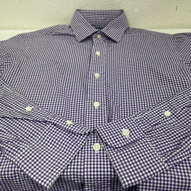 ポロバイラルフローレン Polo by RALPH LAUREN シャツ、ブラウス 長袖 長袖 シャツ ブラウス Shirt ロングスリーブ ギンガムチェック 裾ポニーロゴ 刺繍 ワンポイント サイズ14 1/2 37 - チェック X ロゴ、文字 X ワンポイント X 刺繍 白 / ホワイト / white X 紫 / パープル / purple メンズ USED 古着 中古 50144389