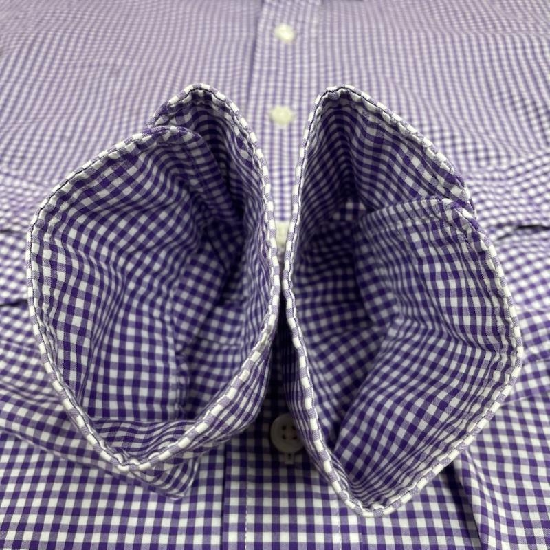ポロバイラルフローレン Polo by RALPH LAUREN シャツ、ブラウス 長袖 長袖 シャツ ブラウス Shirt ロングスリーブ ギンガムチェック 裾ポニーロゴ 刺繍 ワンポイント サイズ14 1/2 37 - チェック X ロゴ、文字 X ワンポイント X 刺繍 白 / ホワイト / white X 紫 / パープル / purple メンズ USED 古着 中古 50144389