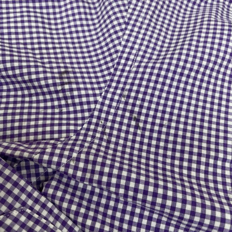 ポロバイラルフローレン Polo by RALPH LAUREN シャツ、ブラウス 長袖 長袖 シャツ ブラウス Shirt ロングスリーブ ギンガムチェック 裾ポニーロゴ 刺繍 ワンポイント サイズ14 1/2 37 - チェック X ロゴ、文字 X ワンポイント X 刺繍 白 / ホワイト / white X 紫 / パープル / purple メンズ USED 古着 中古 50144389