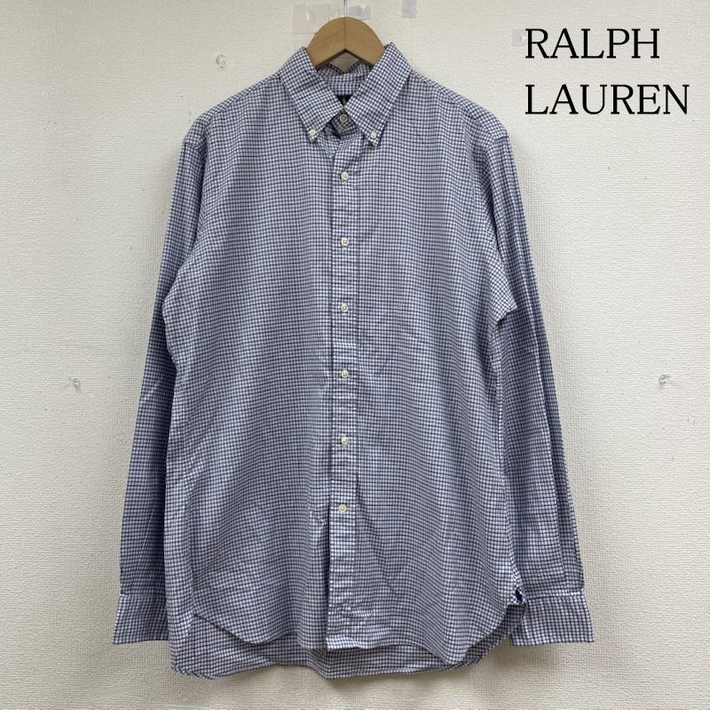 ラルフローレン RALPHLAUREN シャツ、ブラウス 長袖 長袖 ボタンダウン シャツ ブラウス チェック柄 裾ポニーロゴ ワンポイント 刺繍 サイズ15 1/2 - チェック X ロゴ、文字 X ワンポイント X 刺繍 青 / ブルー / blue X 白 / ホワイト / white メンズ USED 古着 中古 50144390