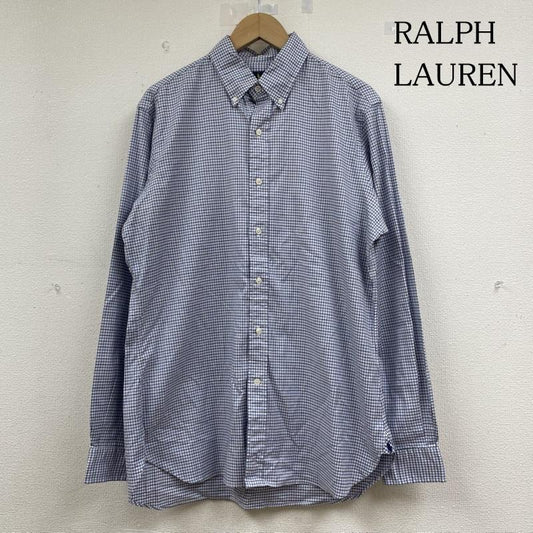 ラルフローレン RALPHLAUREN シャツ、ブラウス 長袖 長袖 ボタンダウン シャツ ブラウス チェック柄 裾ポニーロゴ ワンポイント 刺繍 サイズ15 1/2 - チェック X ロゴ、文字 X ワンポイント X 刺繍 青 / ブルー / blue X 白 / ホワイト / white メンズ USED 古着 中古 50144390