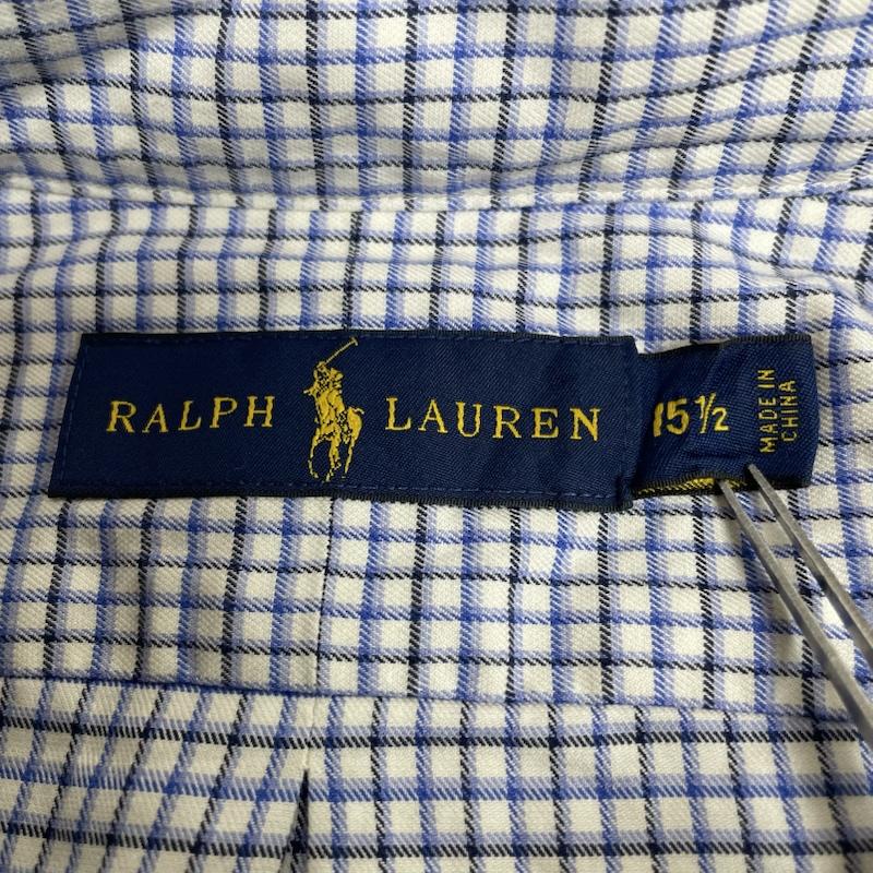 ラルフローレン RALPHLAUREN シャツ、ブラウス 長袖 長袖 ボタンダウン シャツ ブラウス チェック柄 裾ポニーロゴ ワンポイント 刺繍 サイズ15 1/2 - チェック X ロゴ、文字 X ワンポイント X 刺繍 青 / ブルー / blue X 白 / ホワイト / white メンズ USED 古着 中古 50144390