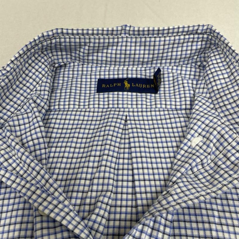 ラルフローレン RALPHLAUREN シャツ、ブラウス 長袖 長袖 ボタンダウン シャツ ブラウス チェック柄 裾ポニーロゴ ワンポイント 刺繍 サイズ15 1/2 - チェック X ロゴ、文字 X ワンポイント X 刺繍 青 / ブルー / blue X 白 / ホワイト / white メンズ USED 古着 中古 50144390