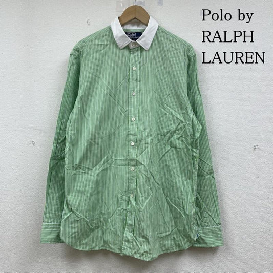 ポロバイラルフローレン Polo by RALPH LAUREN シャツ、ブラウス 長袖 長袖 ドレスシャツ ブラウス ストライプ 裾ポニーロゴ ワンポイント 刺繍 サイズ16 1/2 42 - ストライプ X ロゴ、文字 X ワンポイント X 刺繍 黄緑 / イエローグリーン / メンズ USED 古着 中古 50144391