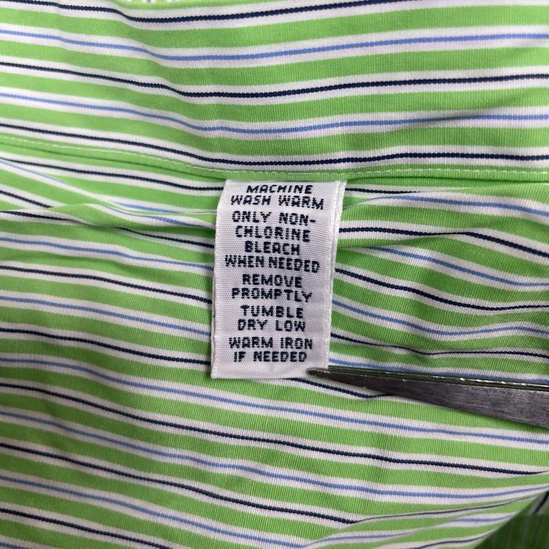 ポロバイラルフローレン Polo by RALPH LAUREN シャツ、ブラウス 長袖 長袖 ドレスシャツ ブラウス ストライプ 裾ポニーロゴ ワンポイント 刺繍 サイズ16 1/2 42 - ストライプ X ロゴ、文字 X ワンポイント X 刺繍 黄緑 / イエローグリーン / メンズ USED 古着 中古 50144391