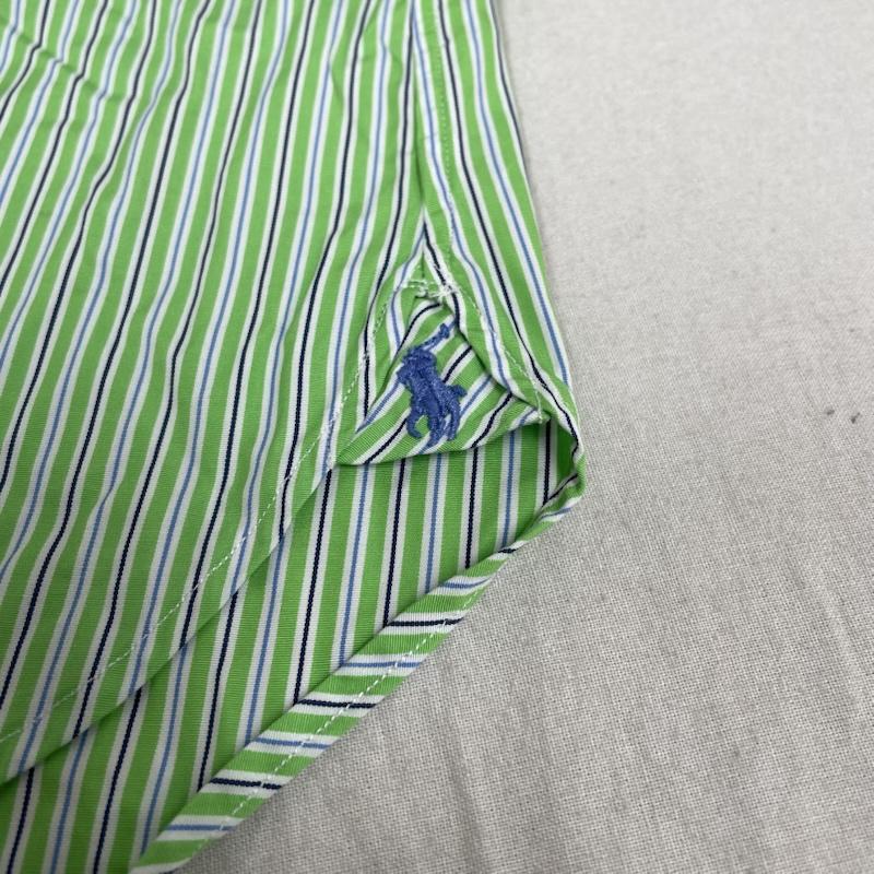 ポロバイラルフローレン Polo by RALPH LAUREN シャツ、ブラウス 長袖 長袖 ドレスシャツ ブラウス ストライプ 裾ポニーロゴ ワンポイント 刺繍 サイズ16 1/2 42 - ストライプ X ロゴ、文字 X ワンポイント X 刺繍 黄緑 / イエローグリーン / メンズ USED 古着 中古 50144391