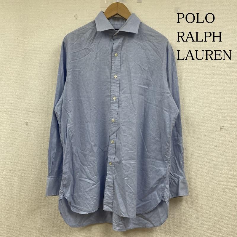 ポロラルフローレン POLO RALPH LAUREN シャツ、ブラウス 長袖 長袖 チェック シャツ ブラウス ボタン 裾ポニーロゴ ワンポイント 刺繍 サイズ16 1/2 32/33 - チェック X ロゴ、文字 X ワンポイント X 刺繍 水色 / ライトブルー / メンズ USED 古着 中古 50144392