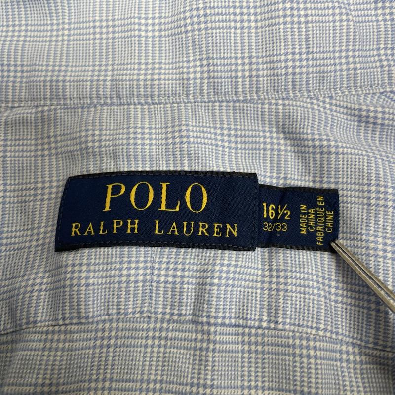 ポロラルフローレン POLO RALPH LAUREN シャツ、ブラウス 長袖 長袖 チェック シャツ ブラウス ボタン 裾ポニーロゴ ワンポイント 刺繍 サイズ16 1/2 32/33 - チェック X ロゴ、文字 X ワンポイント X 刺繍 水色 / ライトブルー / メンズ USED 古着 中古 50144392