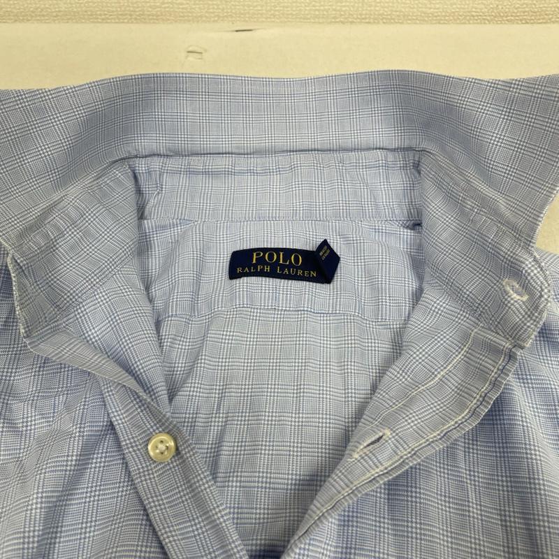 ポロラルフローレン POLO RALPH LAUREN シャツ、ブラウス 長袖 長袖 チェック シャツ ブラウス ボタン 裾ポニーロゴ ワンポイント 刺繍 サイズ16 1/2 32/33 - チェック X ロゴ、文字 X ワンポイント X 刺繍 水色 / ライトブルー / メンズ USED 古着 中古 50144392