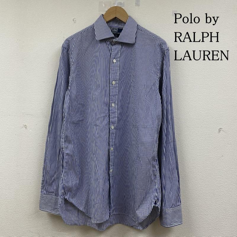 ポロバイラルフローレン Polo by RALPH LAUREN シャツ、ブラウス 長袖 長袖 ストライプ シャツ ブラウス ボタン 裾ポニーロゴ 刺繍 ワンポイント サイズ15 1/2 39 - ストライプ X ロゴ、文字 X 刺繍 X ワンポイント 白 / ホワイト / white X 青 / ブルー / blue メンズ USED 古着 中古 50144395