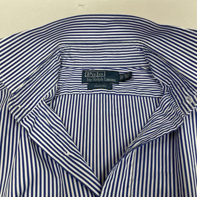 ポロバイラルフローレン Polo by RALPH LAUREN シャツ、ブラウス 長袖 長袖 ストライプ シャツ ブラウス ボタン 裾ポニーロゴ 刺繍 ワンポイント サイズ15 1/2 39 - ストライプ X ロゴ、文字 X 刺繍 X ワンポイント 白 / ホワイト / white X 青 / ブルー / blue メンズ USED 古着 中古 50144395