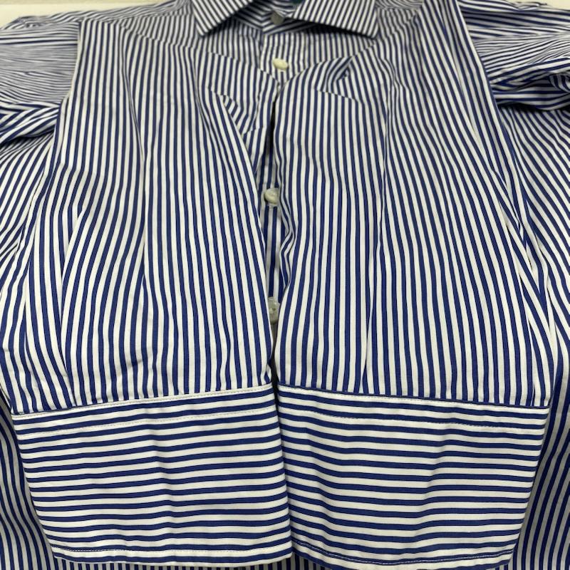 ポロバイラルフローレン Polo by RALPH LAUREN シャツ、ブラウス 長袖 長袖 ストライプ シャツ ブラウス ボタン 裾ポニーロゴ 刺繍 ワンポイント サイズ15 1/2 39 - ストライプ X ロゴ、文字 X 刺繍 X ワンポイント 白 / ホワイト / white X 青 / ブルー / blue メンズ USED 古着 中古 50144395