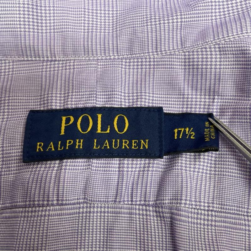 ポロラルフローレン POLO RALPH LAUREN シャツ、ブラウス 長袖 長袖 チェック シャツ ブラウス ボタン 裾ポニーロゴ ワンポイント 刺繍 サイズ17 1/2 - チェック X ロゴ、文字 X ワンポイント X 刺繍 紫 / パープル / purple メンズ USED 古着 中古 50144397