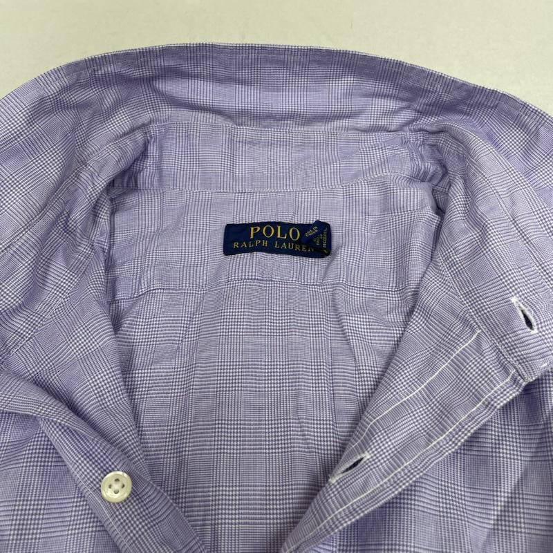 ポロラルフローレン POLO RALPH LAUREN シャツ、ブラウス 長袖 長袖 チェック シャツ ブラウス ボタン 裾ポニーロゴ ワンポイント 刺繍 サイズ17 1/2 - チェック X ロゴ、文字 X ワンポイント X 刺繍 紫 / パープル / purple メンズ USED 古着 中古 50144397