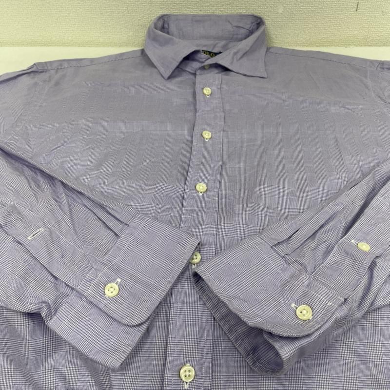 ポロラルフローレン POLO RALPH LAUREN シャツ、ブラウス 長袖 長袖 チェック シャツ ブラウス ボタン 裾ポニーロゴ ワンポイント 刺繍 サイズ17 1/2 - チェック X ロゴ、文字 X ワンポイント X 刺繍 紫 / パープル / purple メンズ USED 古着 中古 50144397