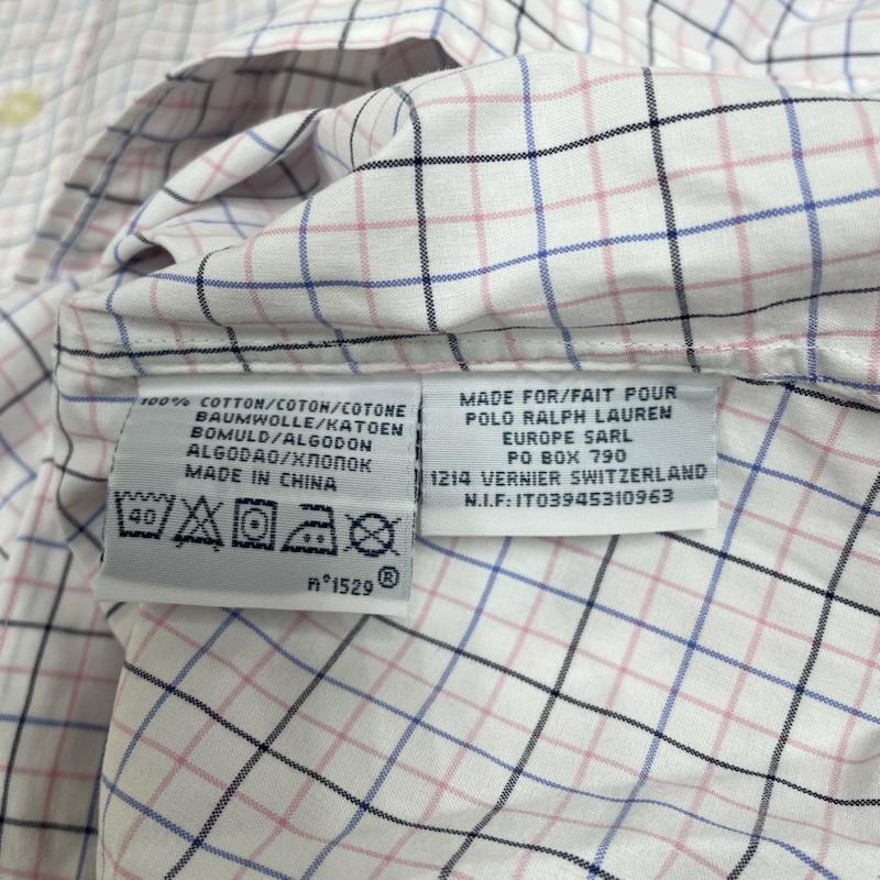 ポロバイラルフローレン Polo by RALPH LAUREN シャツ、ブラウス 長袖 長袖 チェック柄 シャツ ブラウス ボタン 裾ポニーロゴ ワンポイント 刺繍 サイズ16-35 - チェック X ロゴ、文字 X ワンポイント X 刺繍 白 / ホワイト / white X マルチカラー / マルチカラー / multicolor メンズ USED 古着 中古 50144398